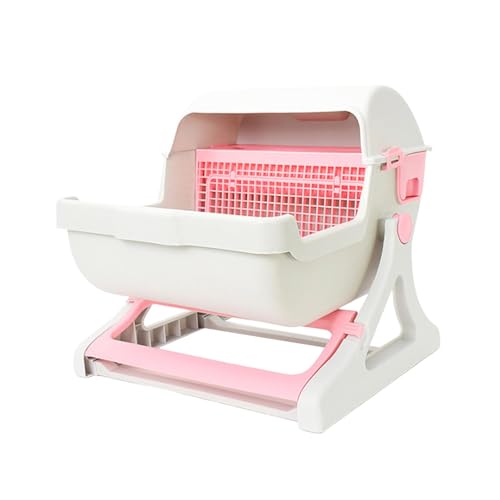 ＡＷＨＡＯ Halbautomatische Katzentoilette für Haustiere Halbgeschlossene Luxus Katzentoilette Katzentoilette Katzentoilette Tablett Kätzchentoilette, ROSA von ＡＷＨＡＯ