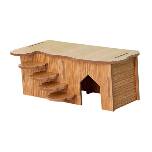 ＡＷＨＡＯ Hamster Haus Holz Hideaway Kabine Hamster Versteck Habitatdekor für Chinchilla Mäuse Lemmings Ratte Kleines Haustier, Polygonales Loch von ＡＷＨＡＯ