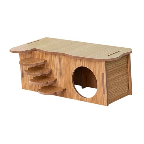 ＡＷＨＡＯ Hamster Haus Holz Hideaway Kabine Hamster Versteck Habitatdekor für Chinchilla Mäuse Lemmings Ratte Kleines Haustier, Runde Loch von ＡＷＨＡＯ