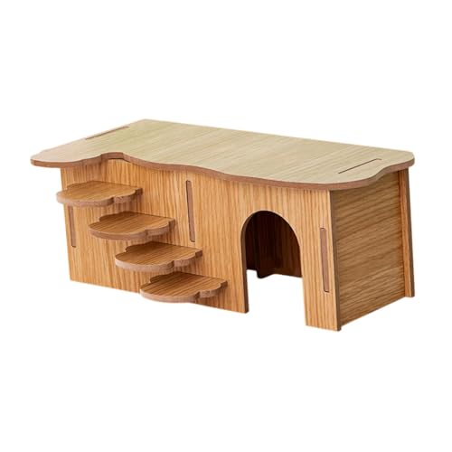 ＡＷＨＡＯ Hamster Haus Holz Hideaway Kabine Hamster Versteck Habitatdekor für Chinchilla Mäuse Lemmings Ratte Kleines Haustier, Türloch von ＡＷＨＡＯ