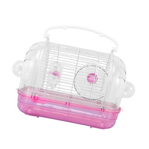 ＡＷＨＡＯ Hamster Käfig Kleines Tier Tragekäfig Wasserflasche Fütterungsbox Tragbar, Rosa von ＡＷＨＡＯ