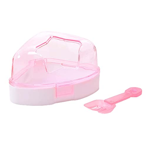 ＡＷＨＡＯ Hamster Sand Badezimmer, Kleiner Haustier Sandbad Behälter mit Schaufel, Saunaraum, Badewanne, Badesandraum für Rennmäuse, Haustierzubehör, Mäuse, Ham, ROSA von ＡＷＨＡＯ