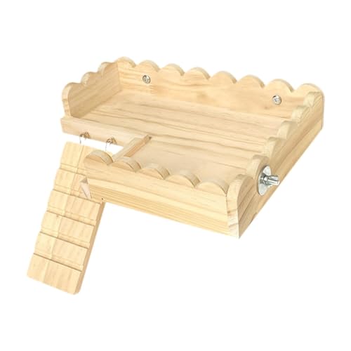 ＡＷＨＡＯ Hamster-Spielzeug-Set mit Plattformen, kleines Hamster-Spielset, Käfig-Dekoration, Chinchilla-Plattformen mit Leiter, Hamsterhaus aus Holz, L von ＡＷＨＡＯ