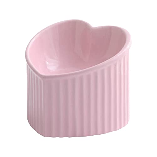 ＡＷＨＡＯ Handgefertigter, Geneigter, Erhöhter Katzennapf Aus, Porzellan Futternapf für Katzen, Futter Oder Wassernäpfe, Breite 14 cm, ROSA von ＡＷＨＡＯ