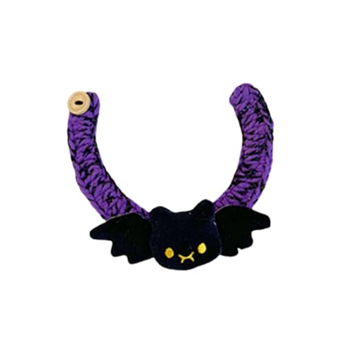 ＡＷＨＡＯ Handgemachtes Halsband mit Kätzchen-Motiv, Halloween-Dekoration, handgewebter Schal, gestricktes Katzenhalsband für den Winterurlaub im Freien, Bat Shaped L von ＡＷＨＡＯ