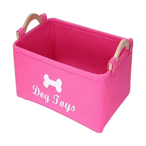 ＡＷＨＡＯ Haustier Spielzeug Organizer Box, Welpen Sachen Korb, Rechteckig, Vielseitig Einsetzbar, Zusammenklappbar, Katzenspielzeug Boxen, Hundebedarf, Lagerpl, Rosa von ＡＷＨＡＯ