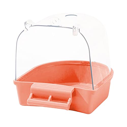 ＡＷＨＡＯ Haustier Vogel Badebox, Wasserspender, Papageien Badewanne für Kleine Vögel, Kanarienvögel, rosa orange von ＡＷＨＡＯ