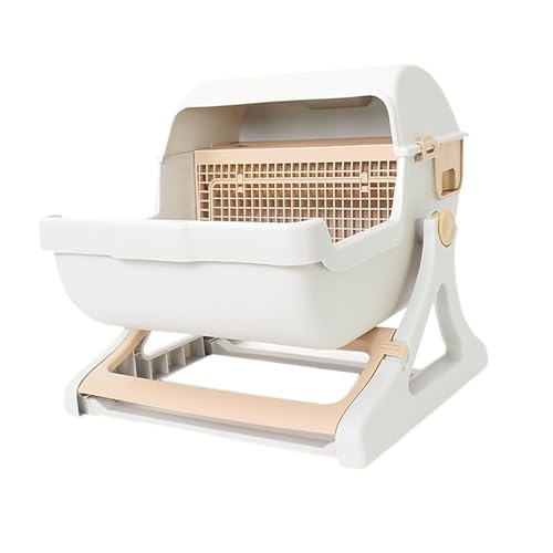 ＡＷＨＡＯ Haustiertoilette, Halbautomatische Katzentoilette mit Schneller Reinigung, Katzentoilette für Kätzchen, Beige von ＡＷＨＡＯ