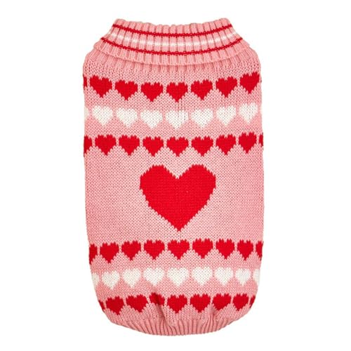 ＡＷＨＡＯ Herz Welpen Hundepullover, Kleidung, Strickpullover für Haustiere, Rollkragenpullover, Urlaubs Haustierbekleidung für Welpen Feiertagsfeiern, Rosa L von ＡＷＨＡＯ