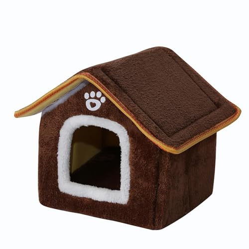 ＡＷＨＡＯ Hunde/Katzenbett, Haustier Katzennest für Den Innenbereich, Herbst/Winter Innenkissen, Haustierunterschlupf, Haustierzelt, Höhlenbett für, Pom, braun L von ＡＷＨＡＯ