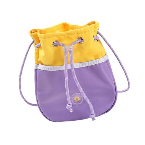 ＡＷＨＡＯ Hunde Leckerli Tasche, Tasche mit Kordelzug, Wasserdichter Schultergurt, Outdoor Leckerli Beutel, Gelbviolett von ＡＷＨＡＯ