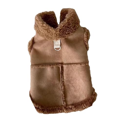 ＡＷＨＡＯ Hunde-Winterweste, Hundejacke mit D-Ringen, Warmer Wintermantel, Haustier-Outdoor-Jacke für Picknicks, Braun, L von ＡＷＨＡＯ