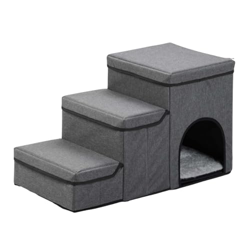 ＡＷＨＡＯ Hundetreppe, zusammenklappbare Haustiertreppe, Hundeleiter für Bett, Auto, Rampe für kleine und mittelgroße Hunde, Sofa von ＡＷＨＡＯ