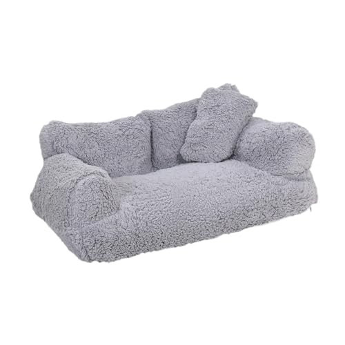 ＡＷＨＡＯ Katzen Couchbett, Hundebett, Modisch, Weich, Bequem, Tragbare Plüsch Katzenbetten für Hauskatzen für Kleine Kätzchen, Kleine Hunde, Welpen Und Katzen, Light Gray L von ＡＷＨＡＯ