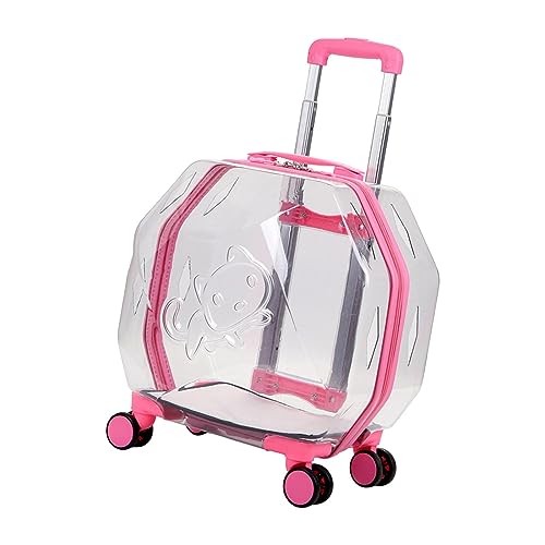 ＡＷＨＡＯ Katzen Trolley, Haustier Transporttasche, Rucksack, Handtasche, Haustier Rolltrage für Kleine Hunde mit Leisen Rädern, Hunderucksack für Outdoor Campi, Vollklares Rosa von ＡＷＨＡＯ