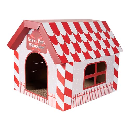 ＡＷＨＡＯ Katzenkartonhaus, Katzenkratzbrett, Katzenhaus für Innenkatzen, Kratzbrett, Katzenbett für Kleintiere, Hase, Geschenkbox von ＡＷＨＡＯ