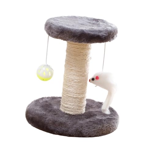 ＡＷＨＡＯ Katzenkratzbaum Sisal, interaktives Haustierzubehör mit Spielzeugball, Kätzchenkratzbaum, Katzenständer für die Inneneinrichtung, Grau von ＡＷＨＡＯ