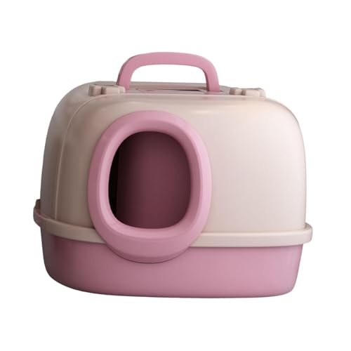 ＡＷＨＡＯ Katzentoilette mit Haube, komplett geschlossene Katzentoilette, leicht zu reinigen, tragbare Katzentoilette, Katzentöpfchen, Hell-Pink von ＡＷＨＡＯ