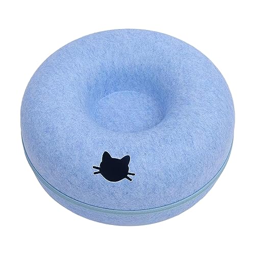 ＡＷＨＡＯ Katzentunnelbett, Katzentunnel, Katzenversteck für Den Innenbereich, Donut Katzenbett, Universell für Alle Jahreszeiten, Katzenwohnung Und Katzenhöhle, Blau 60cm von ＡＷＨＡＯ