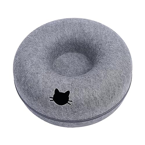 ＡＷＨＡＯ Katzentunnelbett, Katzentunnel, Katzenversteck für Den Innenbereich, Donut Katzenbett, Universell für Alle Jahreszeiten, Katzenwohnung Und Katzenhöhle, Dunkelblau 50cm von ＡＷＨＡＯ