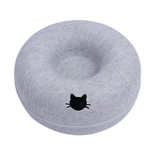 ＡＷＨＡＯ Katzentunnelbett, Katzentunnel, Katzenversteck für Den Innenbereich, Donut Katzenbett, Universell für Alle Jahreszeiten, Katzenwohnung Und Katzenhöhle, Hellblau 50cm von ＡＷＨＡＯ