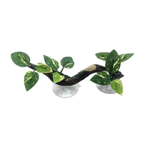 ＡＷＨＡＯ Klettern Baum Zweig Decor Gecko Pflanze Ornament Krabben Lebensraum Dekoration Aquarium Bartagamen Amphibien Reptilien Pflanzen, Gefleckte Blätter von ＡＷＨＡＯ