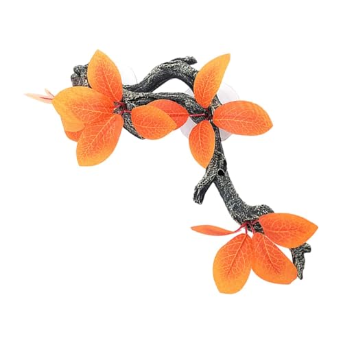 ＡＷＨＡＯ Klettern Baum Zweig Decor Gecko Pflanze Ornament Krabben Lebensraum Dekoration Aquarium Bartagamen Amphibien Reptilien Pflanzen, Orange Blätter von ＡＷＨＡＯ