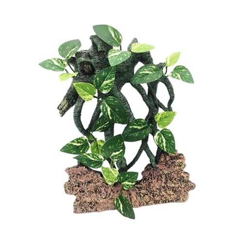 ＡＷＨＡＯ Klettern Baum Zweig Decor Gecko Pflanze Ornament Krabben Lebensraum Dekoration Aquarium Bartagamen Amphibien Reptilien Pflanzen, mit Steinen Befleckt von ＡＷＨＡＯ