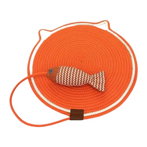 ＡＷＨＡＯ Kratzmatte für Katzen, Katzenkratzpad mit fischartigen Ballschleifklauen, Katzenboden-Kratzpad für Bett, Boden, Sofa, Haustierbedarf, Orange, l von ＡＷＨＡＯ