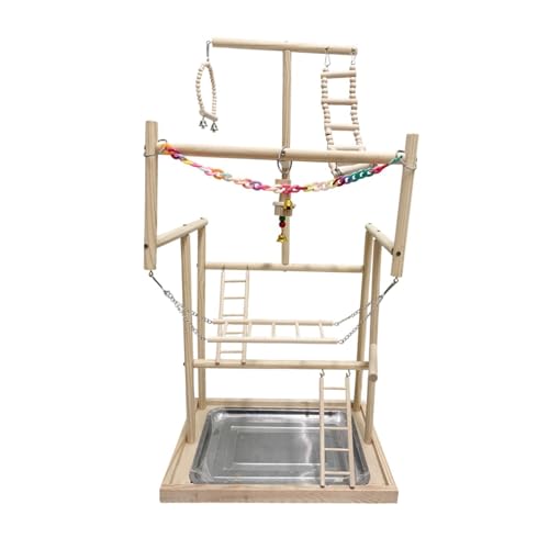 ＡＷＨＡＯ Papagei Vogel Spielplatz Holz Barsch Gym Laufs Tall Papagei Spielstand für kleine Sittiche, 18.9x13.19x37.2inch von ＡＷＨＡＯ