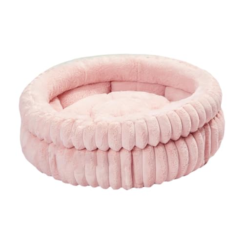 ＡＷＨＡＯ Rundes Hundebett, selbstwärmendes Haustierbett, Katzennest, Hundekissenbett für Kätzchen, Pink L von ＡＷＨＡＯ