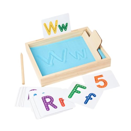 ＡＷＨＡＯ Sandtablett, Premium Sandtablett, Tiefe Sandschreibtabletts Aus Holz Zum Nachzeichnen von Buchstaben, Zahlen Und Zeichnen Im Klassenzimmer, BLAU von ＡＷＨＡＯ