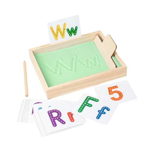 ＡＷＨＡＯ Sandtablett, Premium Sandtablett, Tiefe Sandschreibtabletts Aus Holz Zum Nachzeichnen von Buchstaben, Zahlen Und Zeichnen Im Klassenzimmer, Cyan von ＡＷＨＡＯ