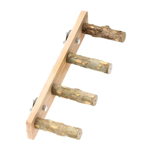 ＡＷＨＡＯ Vogelleiterbrücke aus Holz, Sitzstangenständer für Vögel, Sitzstangen für Käfige, für kleine, mittelgroße und Papageien, 4 Abschnitte von ＡＷＨＡＯ