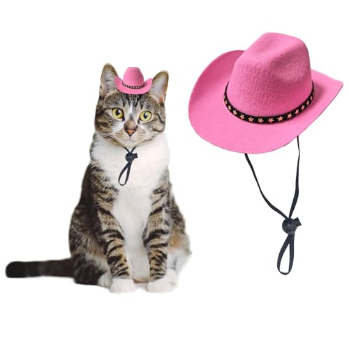 AWOCAN Cowboyhut für Hunde, Katzen, Cowboyhut, Mini-Cowboyhut für Hunde, Katzen, Urlaub, Halloween, Haustier-Party-Dekoration (Rosa, klein) von AWOCAN