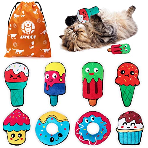 AWOOF Katzenminze Spielzeug, 8 Stück Katzenminze Kissen Interaktives Katzenspielzeug Set mit Katzenminze für Kitty Kätzchen - Cat Toys von AWOOF