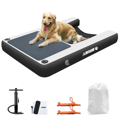 AWSUM 150x100x15cm Aufblasbare Hunde Wasserrampe Dog Ramp Hundeboot Rampe Leiter Schwimmrampe Welpe Planke Schwimmdock Plattform für Hunde bis zu 90 kg, für Pool, Boote, Docks, Seen von AWSUM