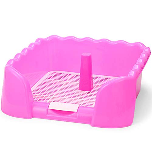 AXDNH Tragbare Haustier-Toilette, Tablett-Gitter-Haustier-Toilette-Zaun-Hund-Toiletten-Welpen-Trainings-Pad-Halter mit Zaun Pet Töpfchen,Rosa von AXDNH