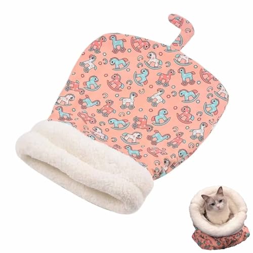 Gemütliches Haustiernest für kleine Katzen und Hunde, warmer Schlafsack für Katzen, Cartoon-Schlafsack, Katzennest, Winter, Rosa von AXFSHJD