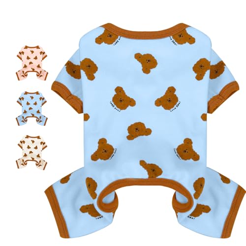 Hunde-Pyjama, Einteiler für kleine Hunde, weich, dehnbar, für kleine Hunde, Katzen, Mädchen, Haustierkostüm, niedlicher Bär, bedruckt, Hunde-Pyjama, französische Bulldogge, Chihuahua, Hundebekleidung von AXIIJGL