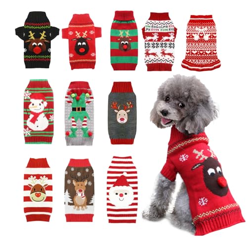 AXIIJGL Hundepullover Ugly Vintage Knit Christmas Halloween Sweater Xmas Rentier Urlaub Festlicher Hund Pullover Kleidung für kleine, mittelgroße und große Hunde von AXIIJGL