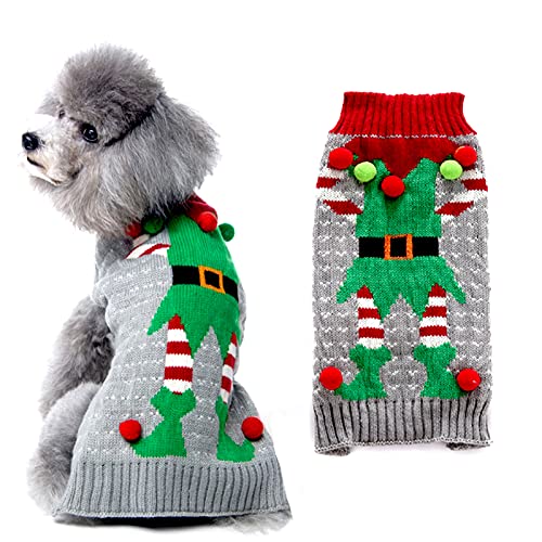 AXIIJGL Hundepullover hässlicher Vintage-Strickpullover für Weihnachten, Halloween, Weihnachten, Rentier, Urlaub, festlich, Hundepullover, Kleidung für kleine, mittelgroße und große Hunde von AXIIJGL