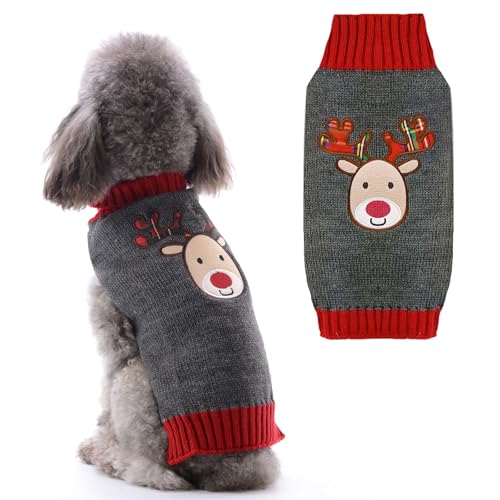 AXIIJGL Hundepullover hässlicher Vintage-Strickpullover für Weihnachten, Halloween, Weihnachten, Rentier, Urlaub, festlich, Hundepullover, Kleidung für kleine, mittelgroße und große Hunde von AXIIJGL