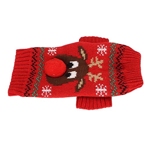 AXOC Hunde-Schnee-Pullover, Hunde-Weihnachts-Weihnachts-Pullover mit Elch-Muster, warm für allgemeine Partys auf Reisen (Rot) von AXOC