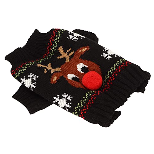 AXOC Hunde-Schnee-Pullover, Hunde-Weihnachts-Weihnachts-Pullover mit Elch-Muster, warm für allgemeine Partys auf Reisen (Schwarz) von AXOC