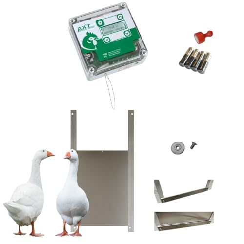 Set VSE 3 – Automatische Hühnerklappe VSE mit Batterien, integrierte Zeitschaltuhr, Gänsetür 33x50 AXT-Electronic von AXT-Electronic