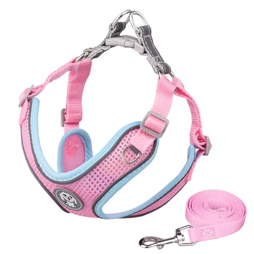 AYEXO Nylon-Geschirr für Katzen und Hunde, Brustgurt, reflektierend, Katzen- und Hundetragetasche, verstellbare Haustier-Tragetasche, atmungsaktive Haustierweste (Rosa, L) von AYEXO