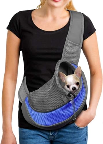 AYIDBE Transporttasche für Hunde tragbar Umhängetasche für Katzen Welpen verstellbar Reisetasche für kleine Tiere atmungsaktiv Netztasche Single-Schultertasche Welpen Kätzchen Chihuahua von AYIDBE