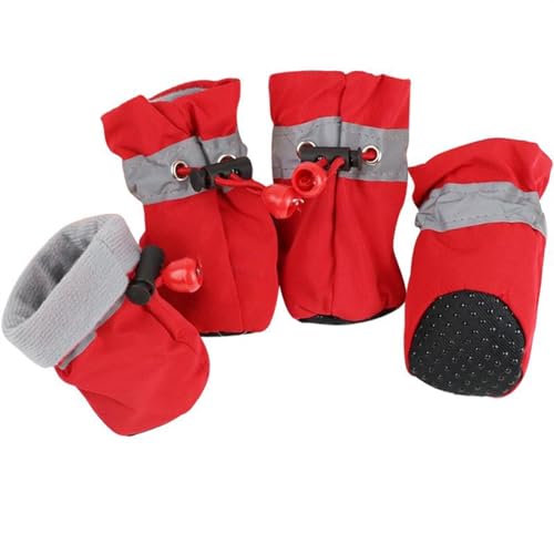 Hundeschuhe,Pfotenschutz Hund 1 Set wasserdichte Hunde Schuhe Herbst Nicht-Slip Einstellbare Qualität Katzen Schuhe Nette Haustiere Winter Im Freien Warme Einfarbig Schuhe(03,1) von AYKANING