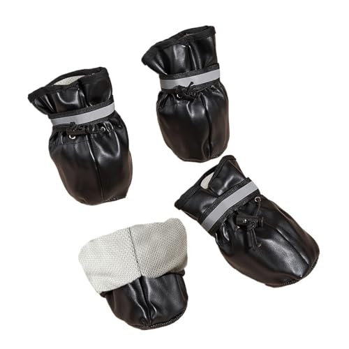 Hundeschuhe,Pfotenschutz Hund 4 Stück mittelgroße und große Hundeschuhe for draußen und drinnen, Hundeschuhe mit reflektierendem Verschluss, for den Winter, warm, rutschfest, for Haustiere und Welpen( von AYKANING